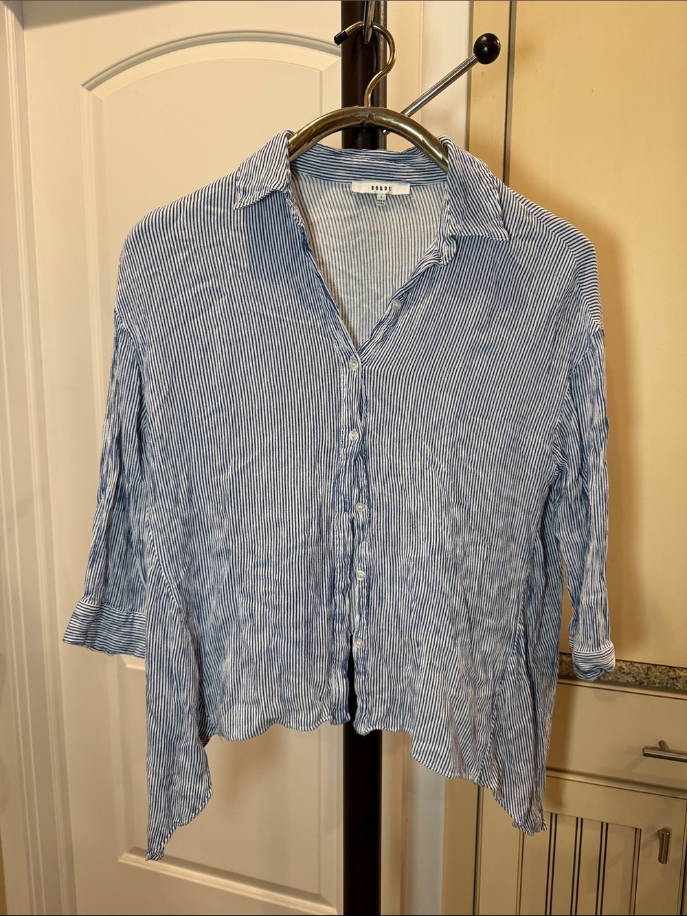 Blue & White Striped Button-Up Shirt